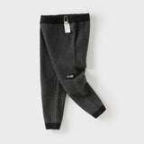 Dave&Bella Toddler Boys Dark Grey Cotton Soft Drawstring Woolen Pants