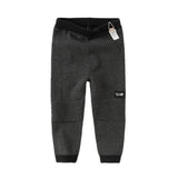 Dave&Bella Toddler Boys Dark Grey Cotton Soft Drawstring Woolen Pants