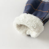 Dave&Bella Toddler Boys Navy Blue Plaid Hooded Padded Coats