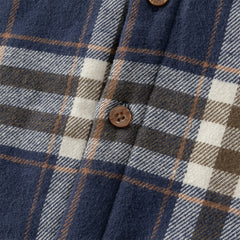 Dave&Bella Toddler Boys Autumn Navy Blue Plaid Hooded Padded Coats