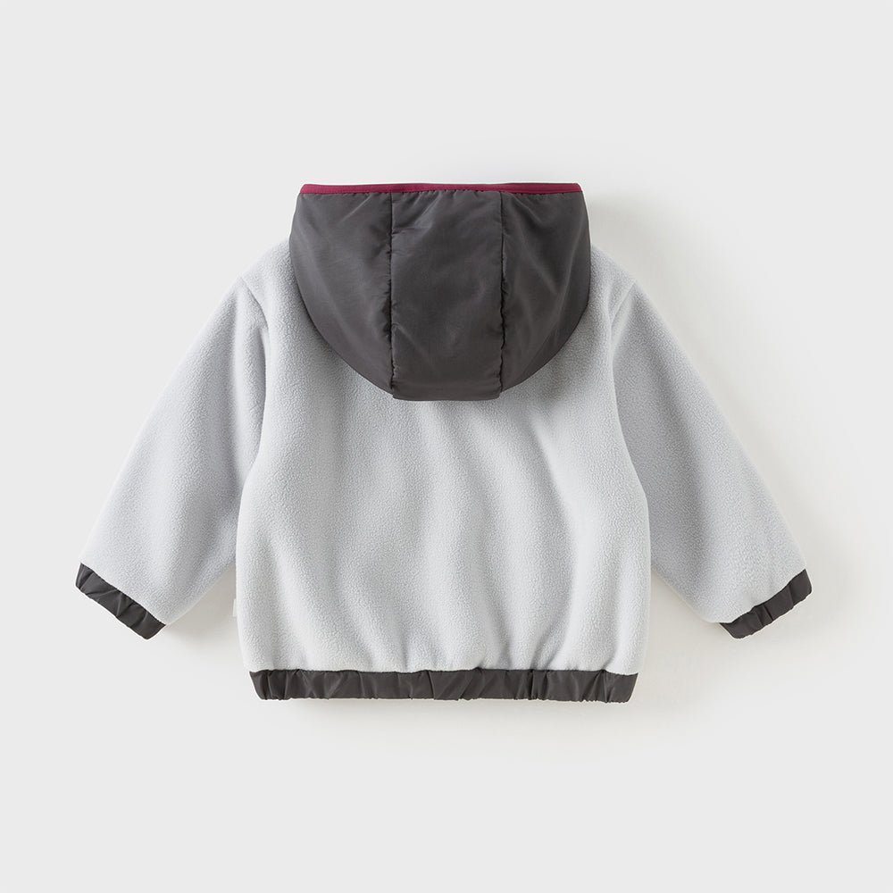 Dave&Bella Toddler Boys Grey Long Sleeve Warm Padded Hooded Sweatshirts Tops