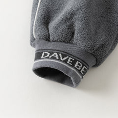 Dave&Bella Toddler Boys Winter Smoky Blue Outdoor Drawstring Soft Fleece Pants