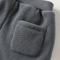 Dave&Bella Toddler Boys Winter Smoky Blue Outdoor Drawstring Soft Fleece Pants