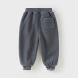 Dave&Bella Toddler Boys Smoky Blue Outdoor Drawstring Soft Fleece Pants