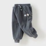 Dave&Bella Toddler Boys Smoky Blue Outdoor Drawstring Soft Fleece Pants