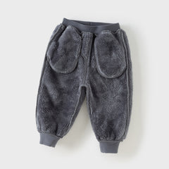Dave&Bella Toddler Boys Winter Smoky Blue Outdoor Drawstring Soft Fleece Pants