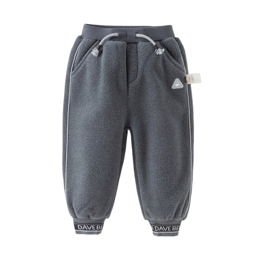 Dave&Bella Toddler Boys Winter Smoky Blue Outdoor Drawstring Soft Fleece Pants