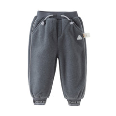 Dave&Bella Toddler Boys Winter Smoky Blue Outdoor Drawstring Soft Fleece Pants