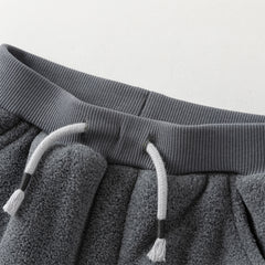 Dave&Bella Toddler Boys Winter Smoky Blue Outdoor Drawstring Soft Fleece Pants