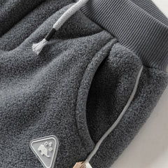 Dave&Bella Toddler Boys Winter Smoky Blue Outdoor Drawstring Soft Fleece Pants