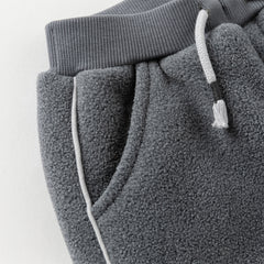 Dave&Bella Toddler Boys Winter Smoky Blue Outdoor Drawstring Soft Fleece Pants