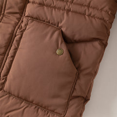 Dave&Bella Kids Boys Winter Casual Brown Long-length Fur-trimmed Warm Down Coats