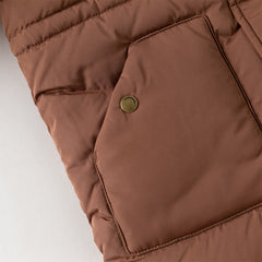Dave&Bella Kids Boys Winter Casual Brown Long-length Fur-trimmed Warm Down Coats