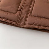 Dave&Bella Kids Boys Winter Casual Brown Long-length Fur-trim Warm Down Coats