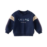 Dave&Bella Toddler Boys Playful Starry Blue Plush-lined Sweatshirts Tops
