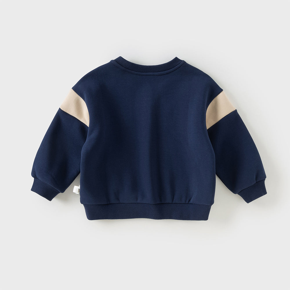 Dave&Bella Toddler Boys Playful Starry Blue Plush-lined Sweatshirts Tops