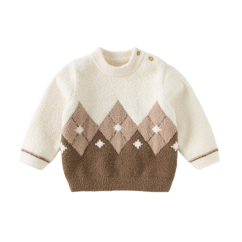 Dave&Bella Toddler Boys Csaula Aprioct Turtle Long-sleeved Cozy Sweaters Tops