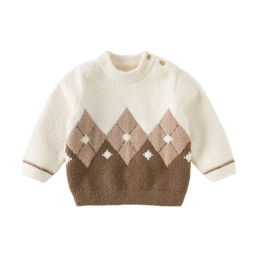 Dave&Bella Toddler Boys Csaula Aprioct Turtle Long-sleeved Cozy Sweaters Tops