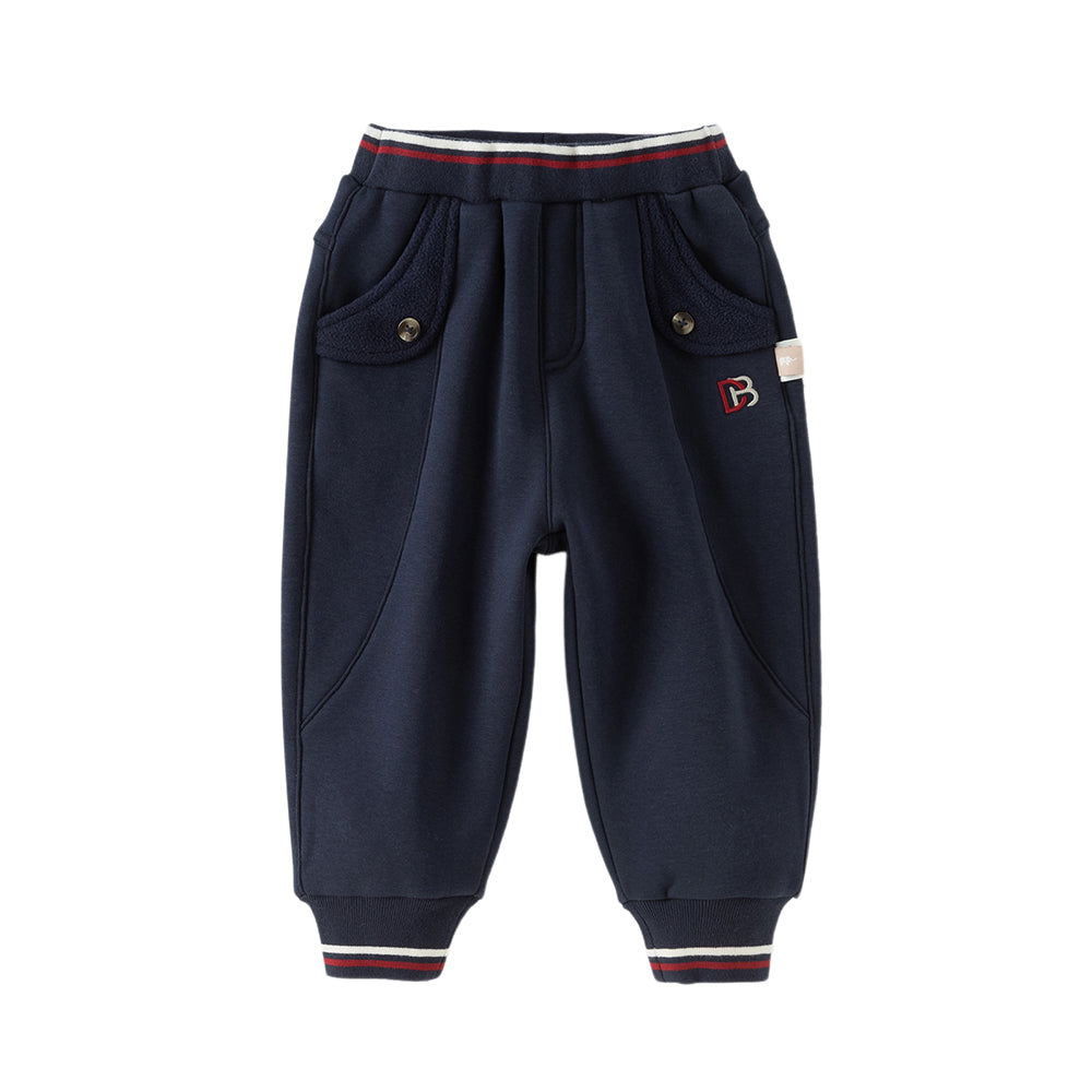 Dave&Bella Toddler Boys Winter Outdoor Plush-lined Cozy Adjustable Waistband Sweatpants
