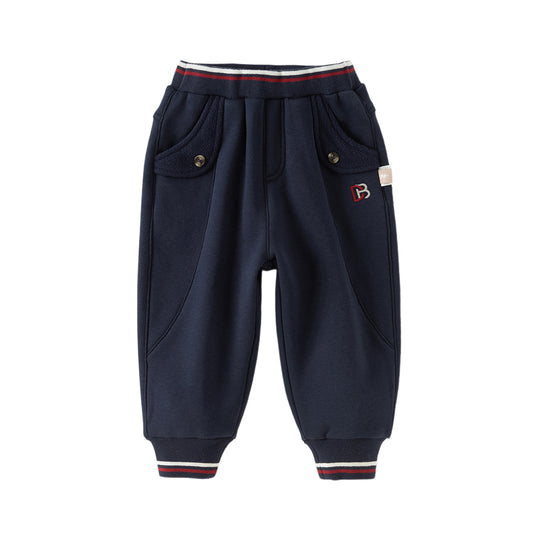 Dave&Bella Toddler Boys Winter Outdoor Plush-lined Cozy Adjustable Waistband Sweatpants