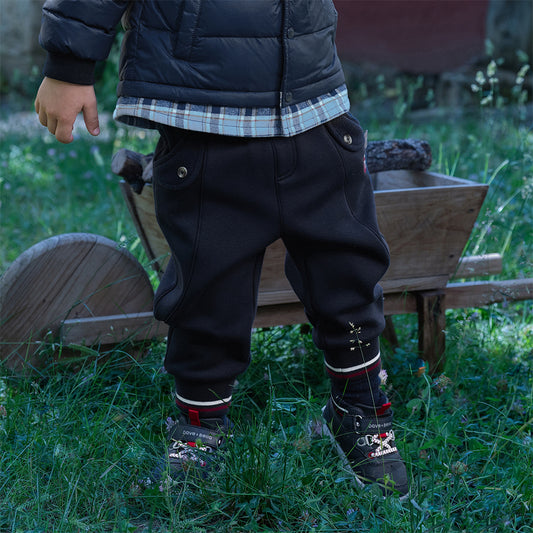 Dave&Bella Toddler Boys Winter Outdoor Plush-lined Cozy Adjustable Waistband Sweatpants