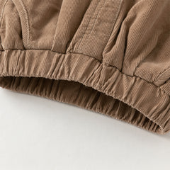 Dave&Bella Toddler Boys Winter Brown Loose Straight Leg Plush-lined Pants