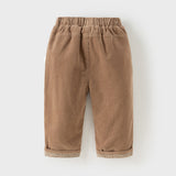 Dave&Bella Toddler Boys Brown Loose Straight Leg Plush-lined Pants