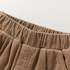 Dave&Bella Toddler Boys Winter Brown Loose Straight Leg Plush-lined Pants