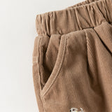 Dave&Bella Toddler Boys Brown Loose Straight Leg Plush-lined Pants