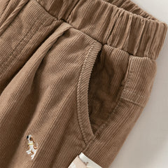 Dave&Bella Toddler Boys Winter Brown Loose Straight Leg Plush-lined Pants