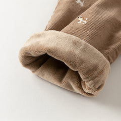 Dave&Bella Toddler Boys Winter Brown Loose Straight Leg Plush-lined Pants