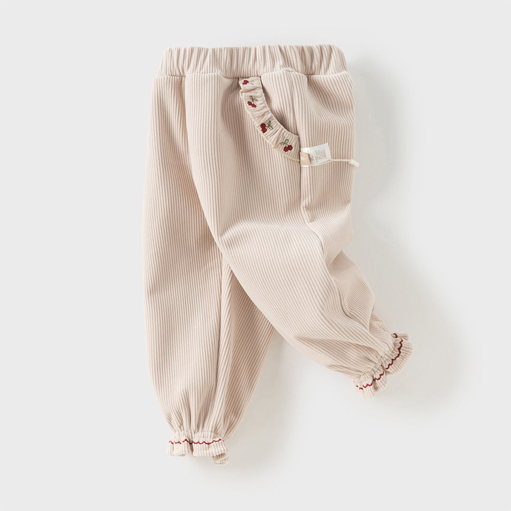 Dave&Bella Toddler Girls Casual Plush-lined Knit Drawstring Pants