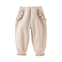 Dave&Bella Toddler Girls Winter Casual Plush-lined Knit Drawstring Pants