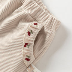 Dave&Bella Toddler Girls Winter Casual Plush-lined Knit Drawstring Pants