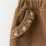 Dave&Bella Toddler Girls Casual Plush-lined Knit Drawstring Pants