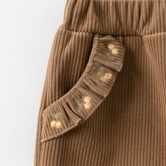 Dave&Bella Toddler Girls Winter Casual Plush-lined Knit Drawstring Pants
