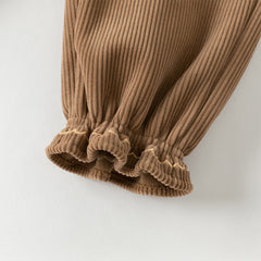 Dave&Bella Toddler Girls Winter Casual Plush-lined Knit Drawstring Pants