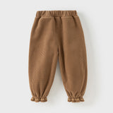 Dave&Bella Toddler Girls Casual Plush-lined Knit Drawstring Pants