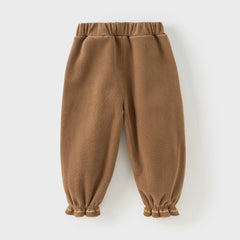 Dave&Bella Toddler Girls Winter Casual Plush-lined Knit Drawstring Pants