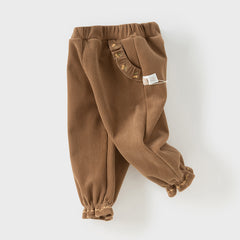 Dave&Bella Toddler Girls Winter Casual Plush-lined Knit Drawstring Pants