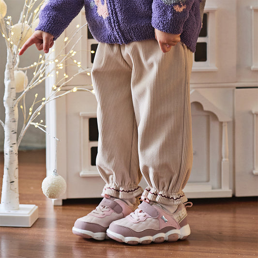 Dave&Bella Toddler Girls Winter Casual Plush-lined Knit Drawstring Pants