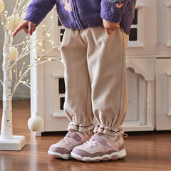 Dave&Bella Toddler Girls Winter Casual Plush-lined Knit Drawstring Pants