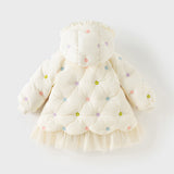 Dave&Bella Toddler Girls Winter Beige Outwear Mid-length Mesh Dress-style Down Coats