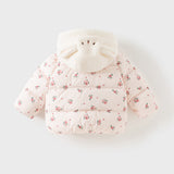 Dave&Bella Toddler Girls Winter Cute Pink Floral Print Outwear Windproof Down Coats