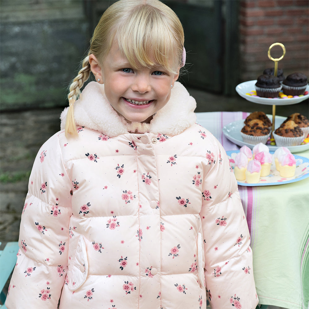 Dave&Bella Toddler Girls Winter Cute Pink Floral Print Outwear Windproof Down Coats