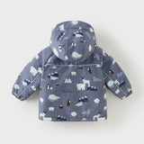 Dave&Bella Toddler Girls/Boys Print Outwear Two-piece Padded Hooded Coats Sets