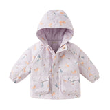 Dave&Bella Toddler Girls/Boys Print Outwear Two-piece Padded Hooded Coats Sets