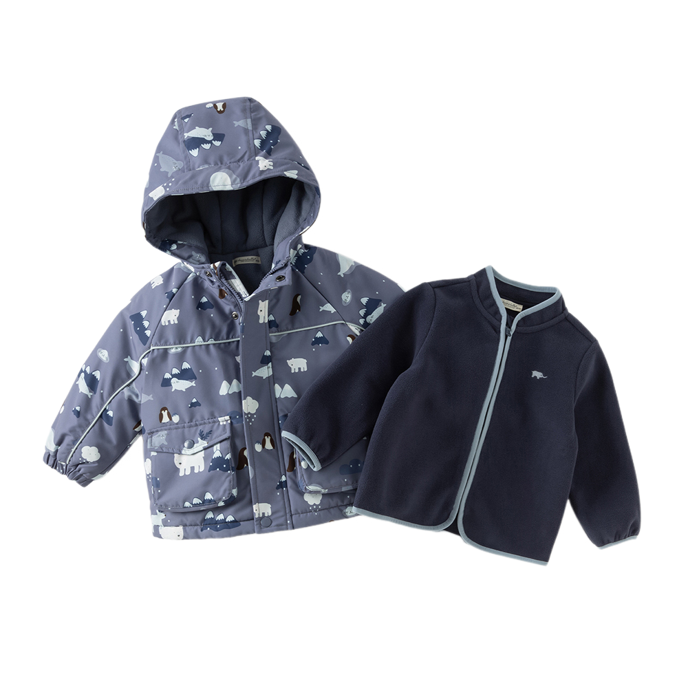 Dave&Bella Toddler Girls/Boys Print Outwear Two-piece Padded Hooded Coats Sets