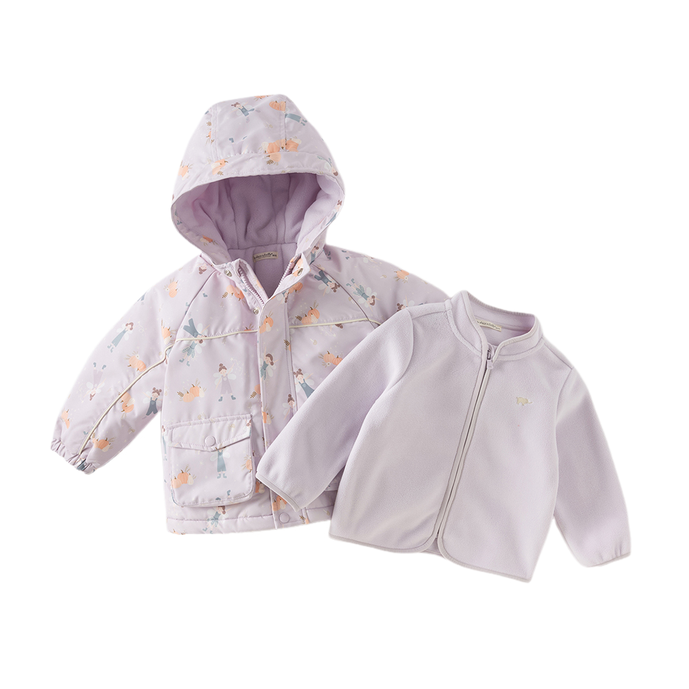 Dave&Bella Toddler Girls/Boys Print Outwear Two-piece Padded Hooded Coats Sets