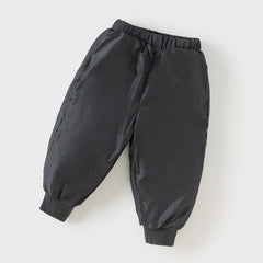 Dave&Bella Toddler Boys Winter Versatile Grey Adjustable-waistband Loose Down Pants